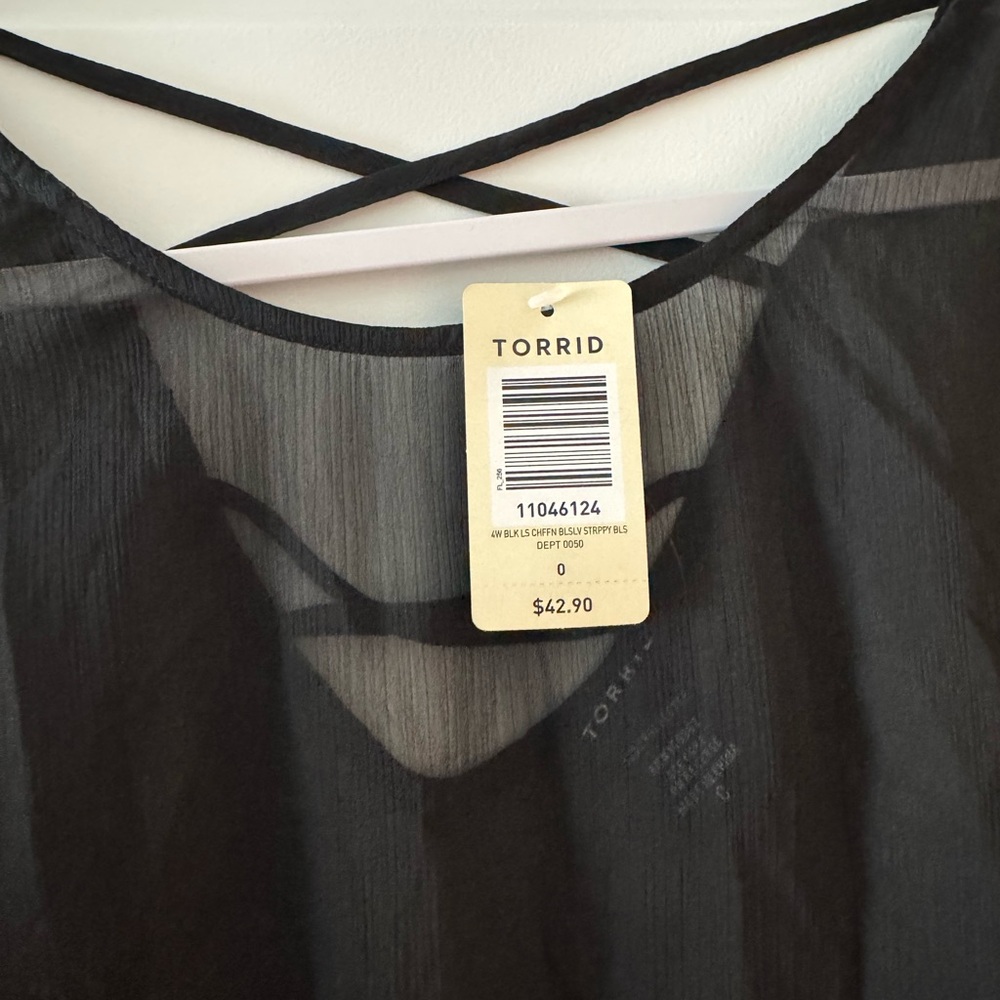 Torrid Sheer Black Crisscross Top